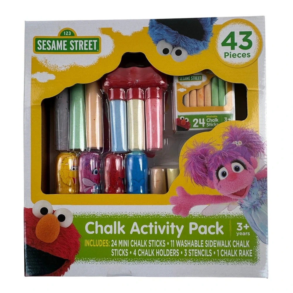 Sesame Street‎ Kid Toddler Chalk Activity Pack Multicolor 43 Pieces Outdoor Fun